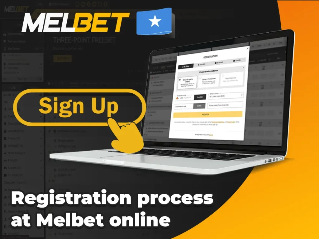 Registration process at Melbet online